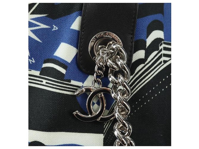 CHANEL La Pauza Borsa in Tela e Pelle 2way Blu Argento CC Auth ka4406SM - vista 16
