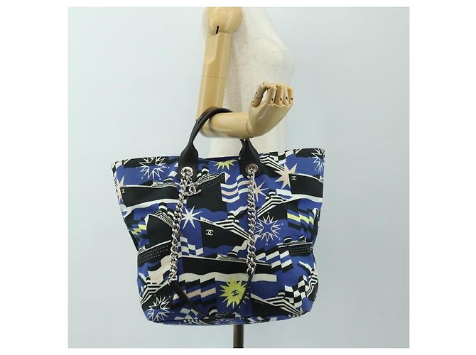 CHANEL La Pauza Borsa in Tela e Pelle 2way Blu Argento CC Auth ka4406SM - vista 26
