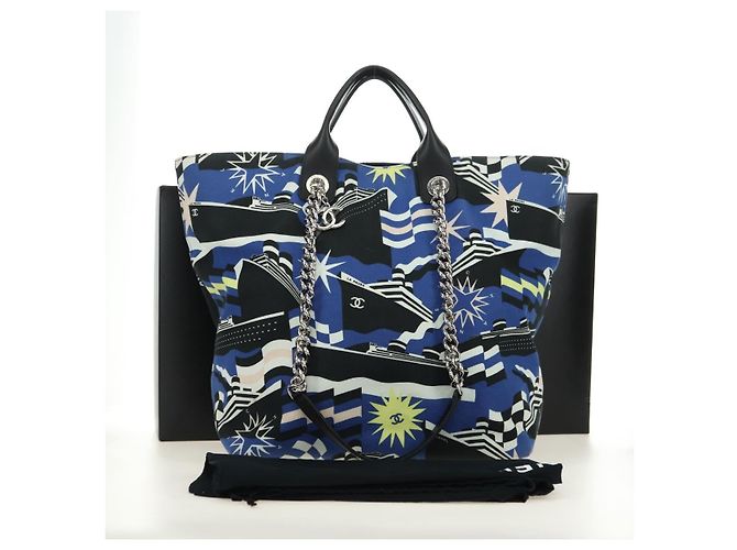 CHANEL La Pauza Borsa in Tela e Pelle 2way Blu Argento CC Auth ka4406SM - vista 27