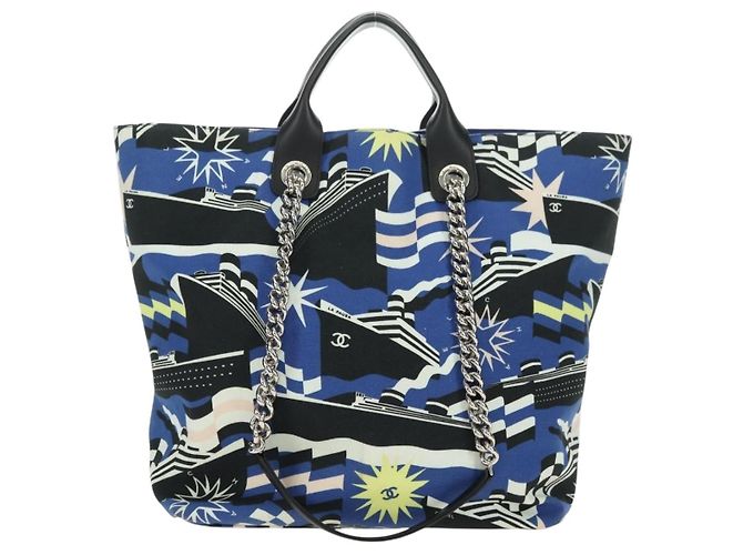 CHANEL La Pauza Borsa in Tela e Pelle 2way Blu Argento CC Auth ka4406SM - vista 3