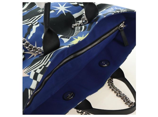CHANEL La Pauza Borsa in Tela e Pelle 2way Blu Argento CC Auth ka4406SM - vista 6