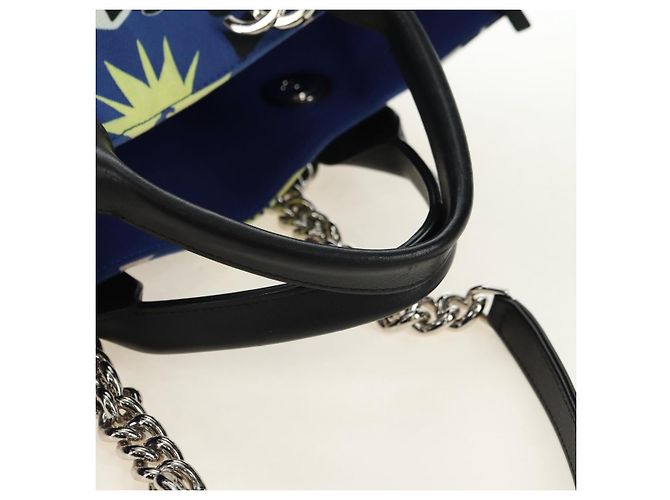 CHANEL La Pauza Borsa in Tela e Pelle 2way Blu Argento CC Auth ka4406SM - vista 7