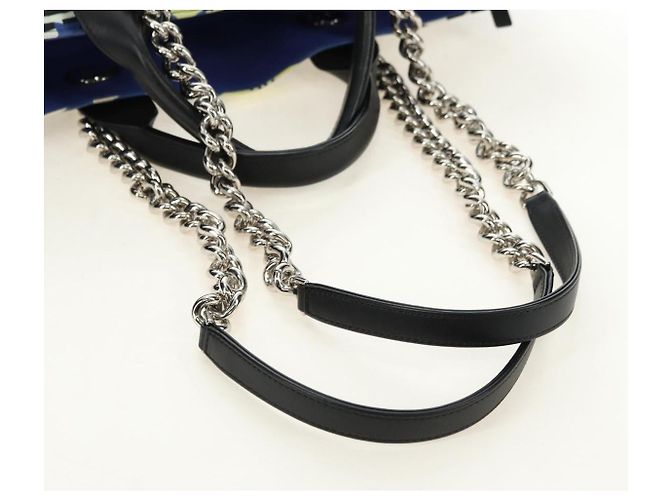 CHANEL La Pauza Borsa in Tela e Pelle 2way Blu Argento CC Auth ka4406SM - vista 9