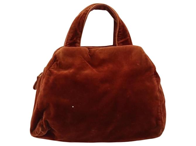 Borsa PRADA Velluto Marrone Oro Auth bs35158 D'oro - vista 2