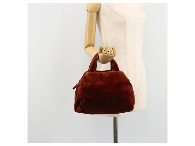 Borsa PRADA Velluto Marrone Oro Auth bs35158 D'oro - vista 22