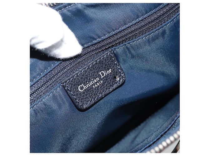 Borsa Christian Dior Trotter Canvas Blu Argento Auth bs35245A - vista 16