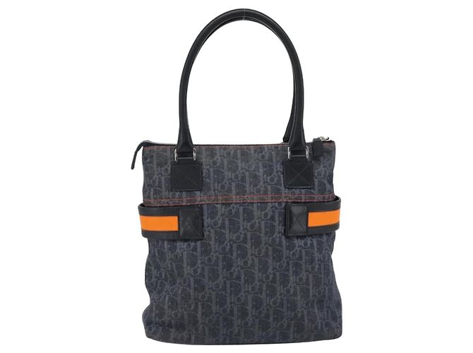 Borsa Christian Dior Trotter Canvas Blu Argento Auth bs35245A - vista 3