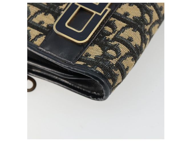 Borsa a tracolla Christian Dior Trotter Canvas Navy Gold Auth 180324 D'oro Blu navy - vista 11