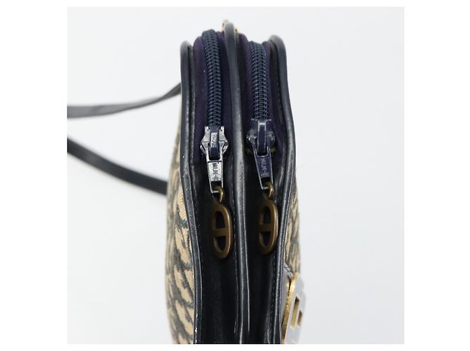 Borsa a tracolla Christian Dior Trotter Canvas Navy Gold Auth 180324 D'oro Blu navy - vista 15