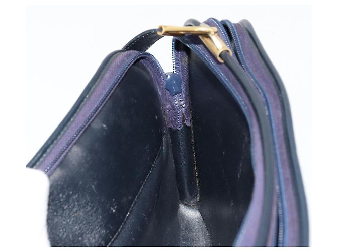Borsa a tracolla Christian Dior Trotter Canvas Navy Gold Auth 180324 D'oro Blu navy - vista 17