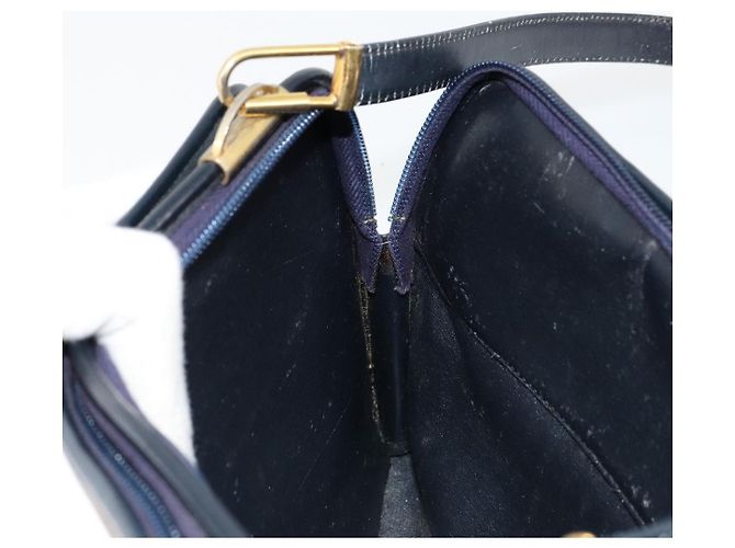 Borsa a tracolla Christian Dior Trotter Canvas Navy Gold Auth 180324 D'oro Blu navy - vista 18