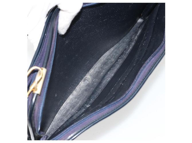 Borsa a tracolla Christian Dior Trotter Canvas Navy Gold Auth 180324 D'oro Blu navy - vista 19