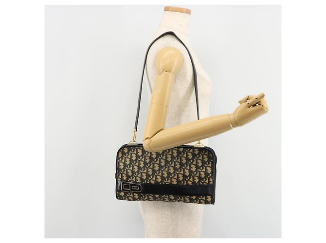 Borsa a tracolla Christian Dior Trotter Canvas Navy Gold Auth 180324 D'oro Blu navy - vista 20