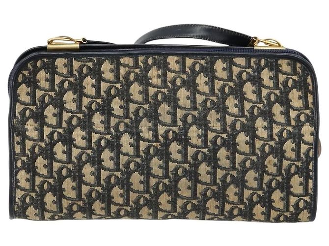 Borsa a tracolla Christian Dior Trotter Canvas Navy Gold Auth 180324 D'oro Blu navy - vista 3