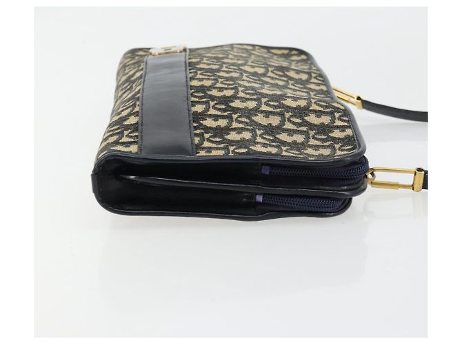 Borsa a tracolla Christian Dior Trotter Canvas Navy Gold Auth 180324 D'oro Blu navy - vista 4