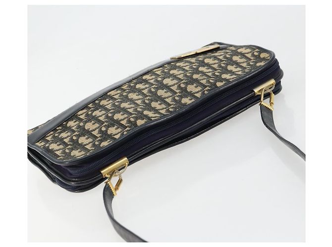 Borsa a tracolla Christian Dior Trotter Canvas Navy Gold Auth 180324 D'oro Blu navy - vista 6