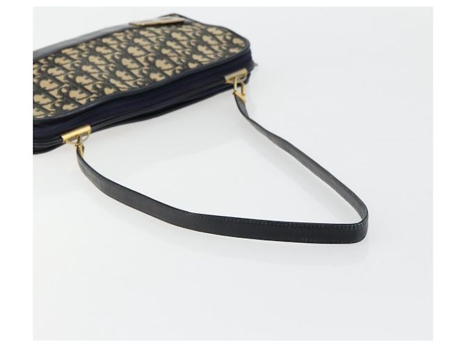 Borsa a tracolla Christian Dior Trotter Canvas Navy Gold Auth 180324 D'oro Blu navy - vista 7