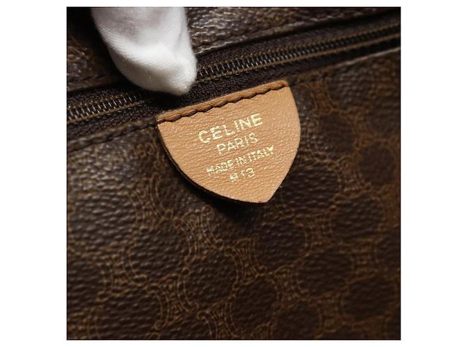 Céline CELINE Macadam Canvas Tote Bag aus PVC und Leder Braun Gold Authentisch ka4407 - Ansicht 14