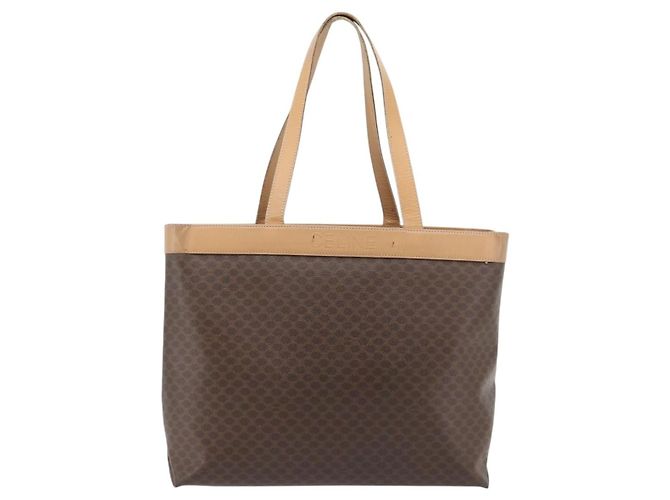 Céline CELINE Macadam Canvas Tote Bag aus PVC und Leder Braun Gold Authentisch ka4407 - Ansicht 2