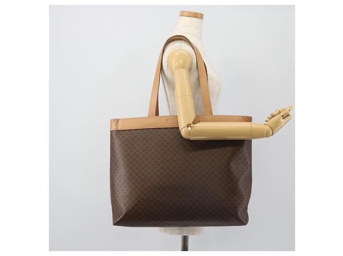 Céline CELINE Macadam Canvas Tote Bag aus PVC und Leder Braun Gold Authentisch ka4407 - Ansicht 20