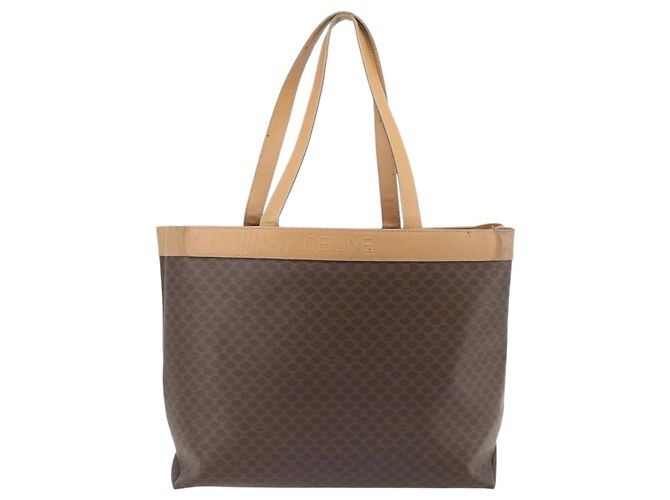 Céline CELINE Macadam Canvas Tote Bag aus PVC und Leder Braun Gold Authentisch ka4407 - Ansicht 3