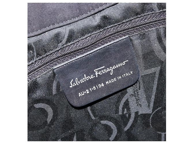 Borsa a tracolla Salvatore Ferragamo Vala Canvas Nero Argento Auth bs35141 - vista 15
