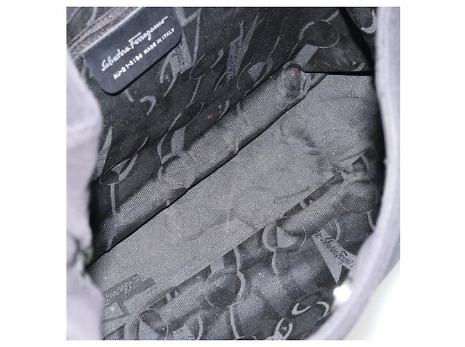 Borsa a tracolla Salvatore Ferragamo Vala Canvas Nero Argento Auth bs35141 - vista 16
