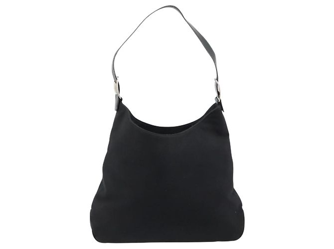 Borsa a tracolla Salvatore Ferragamo Vala Canvas Nero Argento Auth bs35141 - vista 2