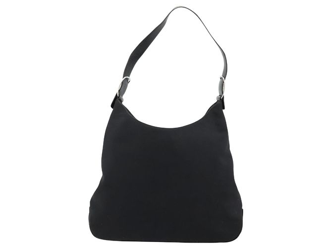 Borsa a tracolla Salvatore Ferragamo Vala Canvas Nero Argento Auth bs35141 - vista 3