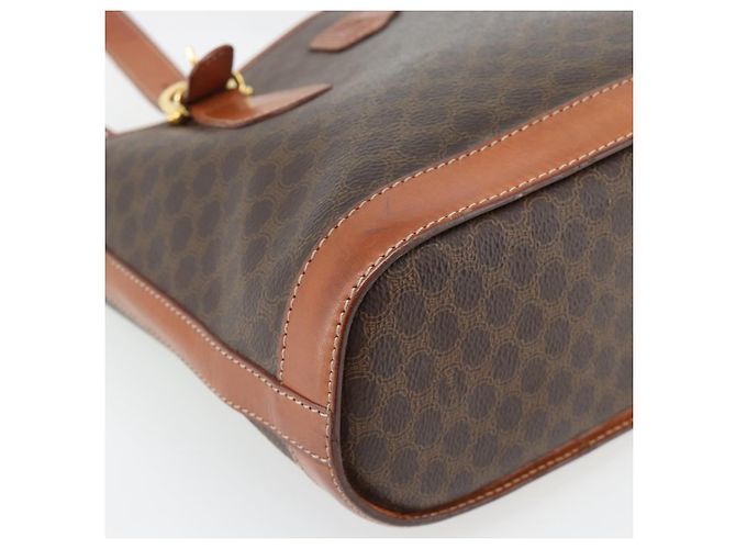Céline Borsa Tote CELINE Macadam Canvas PVC Pelle Marrone Oro Auth 180666 D'oro - vista 11