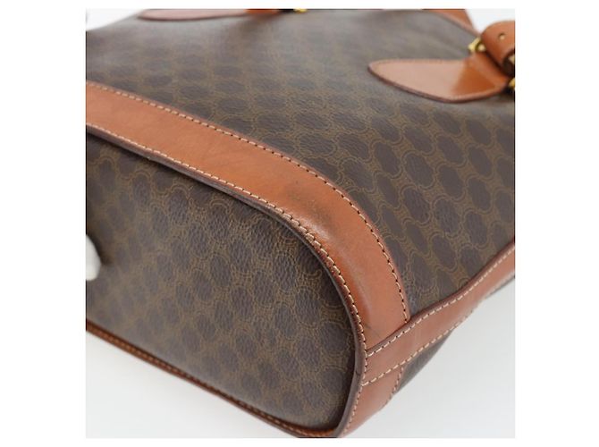 Céline Borsa Tote CELINE Macadam Canvas PVC Pelle Marrone Oro Auth 180666 D'oro - vista 12