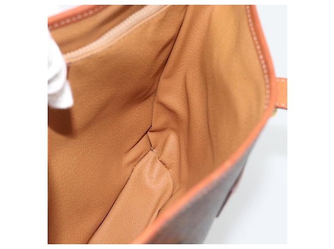 Céline Borsa Tote CELINE Macadam Canvas PVC Pelle Marrone Oro Auth 180666 D'oro - vista 16