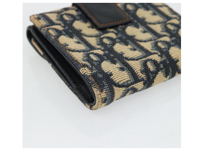 Portafoglio Compatto Christian Dior Trotter Canvas Navy Silver Auth 181463A Argento Blu navy - vista 11