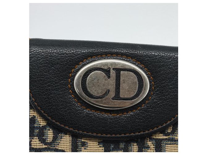 Portafoglio Compatto Christian Dior Trotter Canvas Navy Silver Auth 181463A Argento Blu navy - vista 12