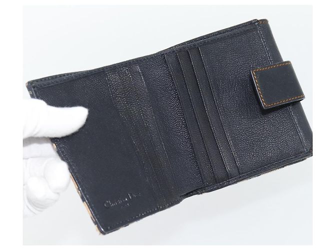Portafoglio Compatto Christian Dior Trotter Canvas Navy Silver Auth 181463A Argento Blu navy - vista 17