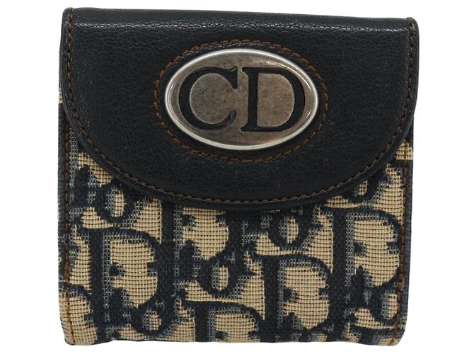 Portafoglio Compatto Christian Dior Trotter Canvas Navy Silver Auth 181463A Argento Blu navy - vista 2