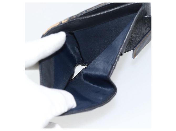 Portafoglio Compatto Christian Dior Trotter Canvas Navy Silver Auth 181463A Argento Blu navy - vista 22