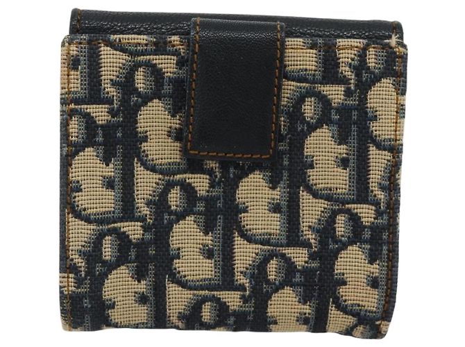 Portafoglio Compatto Christian Dior Trotter Canvas Navy Silver Auth 181463A Argento Blu navy - vista 3