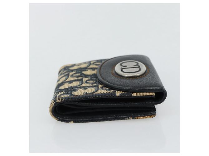 Portafoglio Compatto Christian Dior Trotter Canvas Navy Silver Auth 181463A Argento Blu navy - vista 4