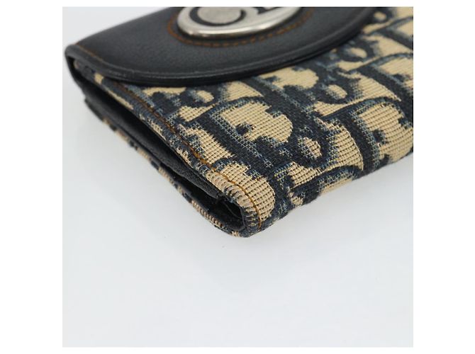 Portafoglio Compatto Christian Dior Trotter Canvas Navy Silver Auth 181463A Argento Blu navy - vista 9