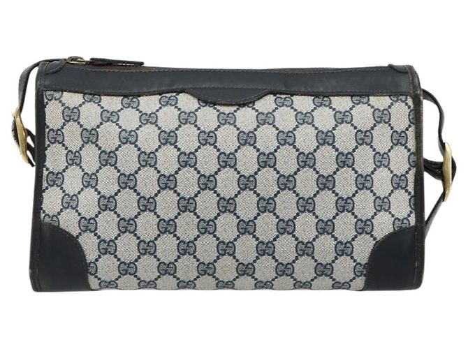 Borsa a tracolla GUCCI GG Supreme PVC Blu Navy Oro Auth ka4364 D'oro - vista 2