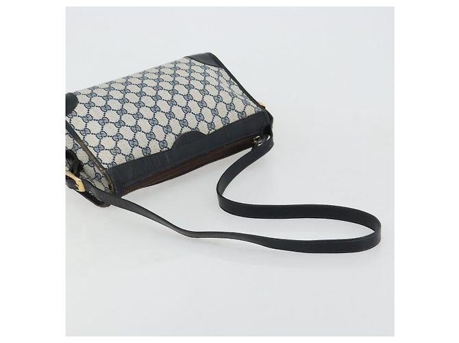 Borsa a tracolla GUCCI GG Supreme PVC Blu Navy Oro Auth ka4364 D'oro - vista 7