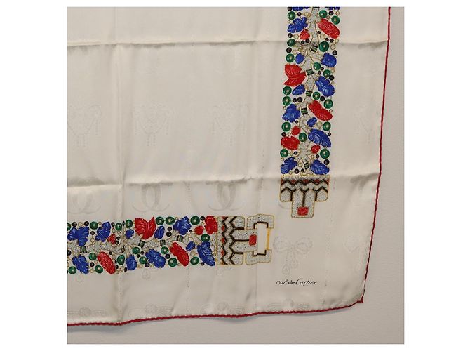 Sciarpa CARTIER in seta bianca Auth am11641A Bianco - vista 10