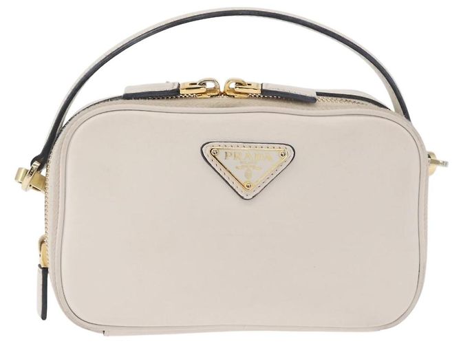 Bolsa PRADA de couro 2way Branco Ouro Auth 179715A Dourado - vista 2