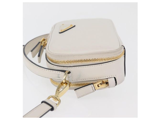 Bolsa PRADA de couro 2way Branco Ouro Auth 179715A Dourado - vista 5