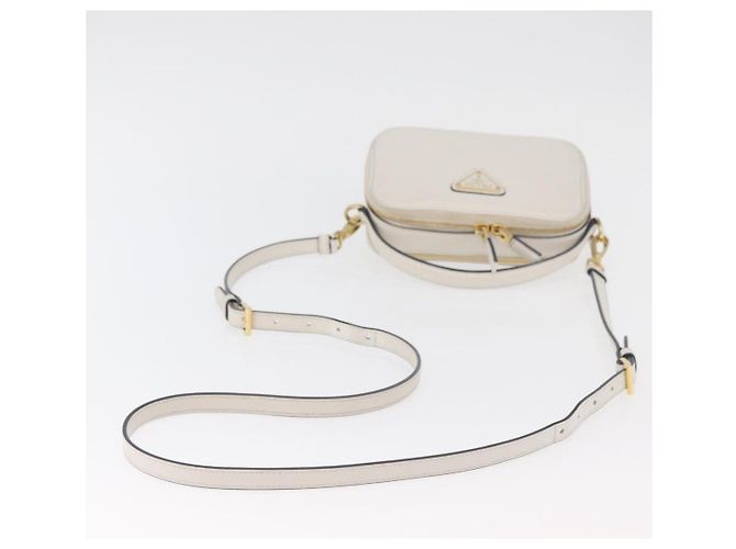 Bolsa PRADA de couro 2way Branco Ouro Auth 179715A Dourado - vista 9