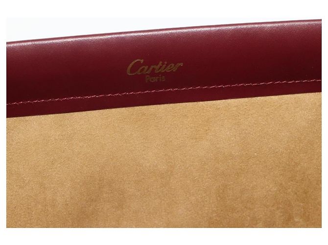 Bolsa de Ombro Trinity em Couro Bordeaux e Ouro Cartier Auth 181367A - vista 14