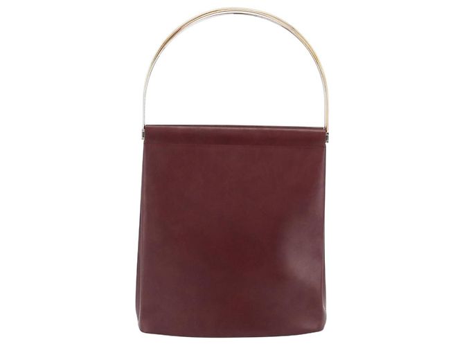 Bolsa de Ombro Trinity em Couro Bordeaux e Ouro Cartier Auth 181367A - vista 2