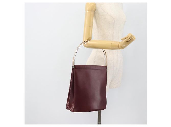 Bolsa de Ombro Trinity em Couro Bordeaux e Ouro Cartier Auth 181367A - vista 20
