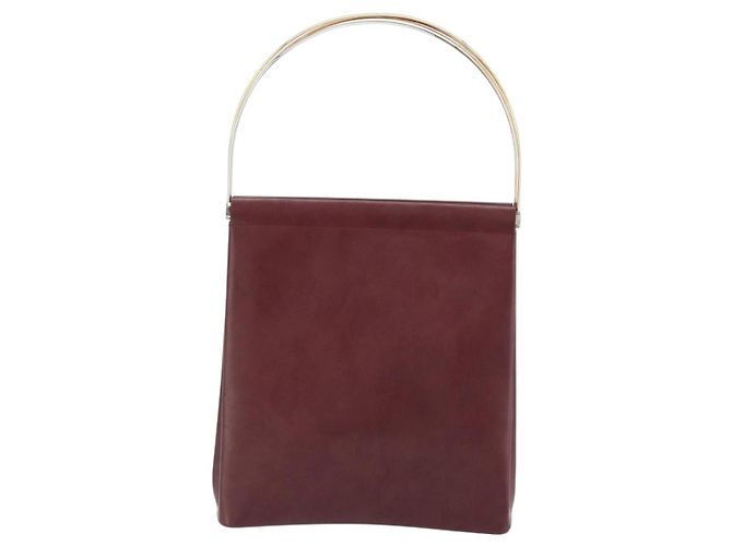 Bolsa de Ombro Trinity em Couro Bordeaux e Ouro Cartier Auth 181367A - vista 3